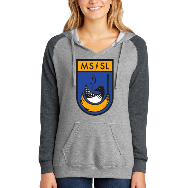 District Womens Lightweight Fleece Raglan Hoodie - Printed Logo Thumbnail